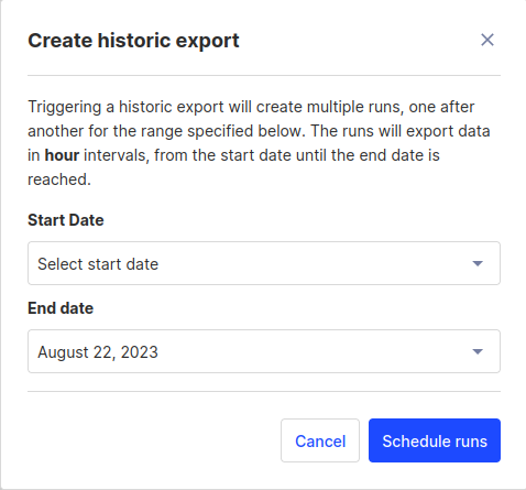 create historic export